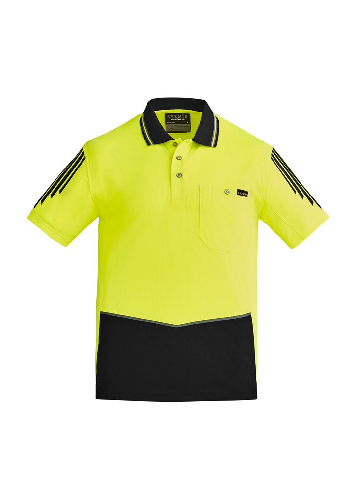 Mens Hi Vis Flux Short Sleeve Polo Zh315 5 YellowBlack