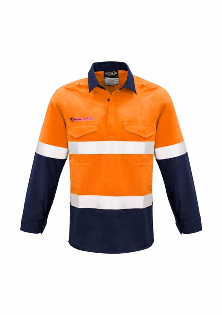 Syz Mens Fr Closed Front Hooped Taped Spliced Shirt Zw133 (Clearance) 6 ZW133 OrangeNavy Front