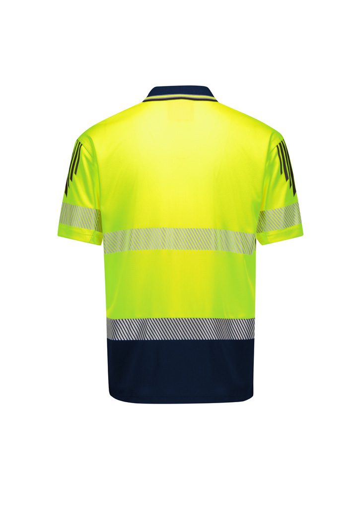 Mens Hi Vis Flux Segmented Tape Short Sleeve Polo Zh555 7 back y